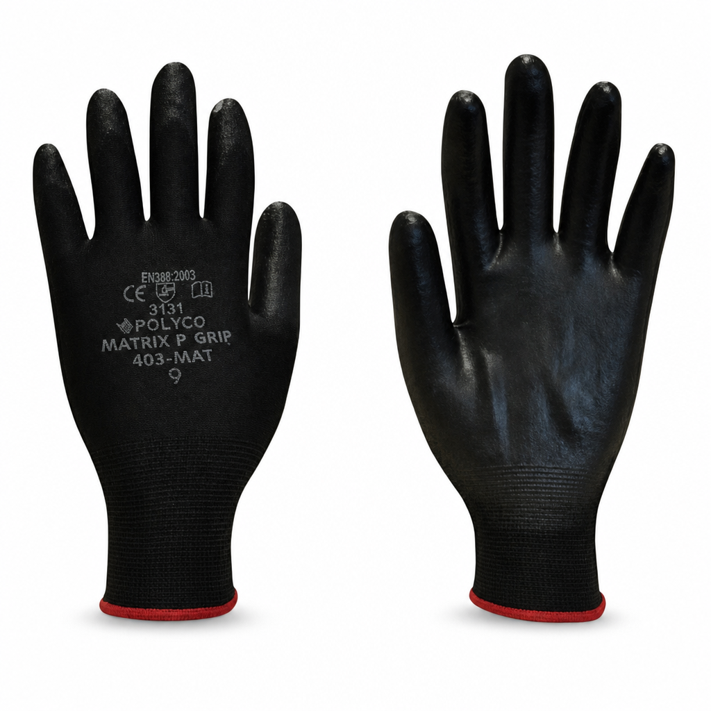 Lightweight Nylon PU Work Gloves Pack of 12