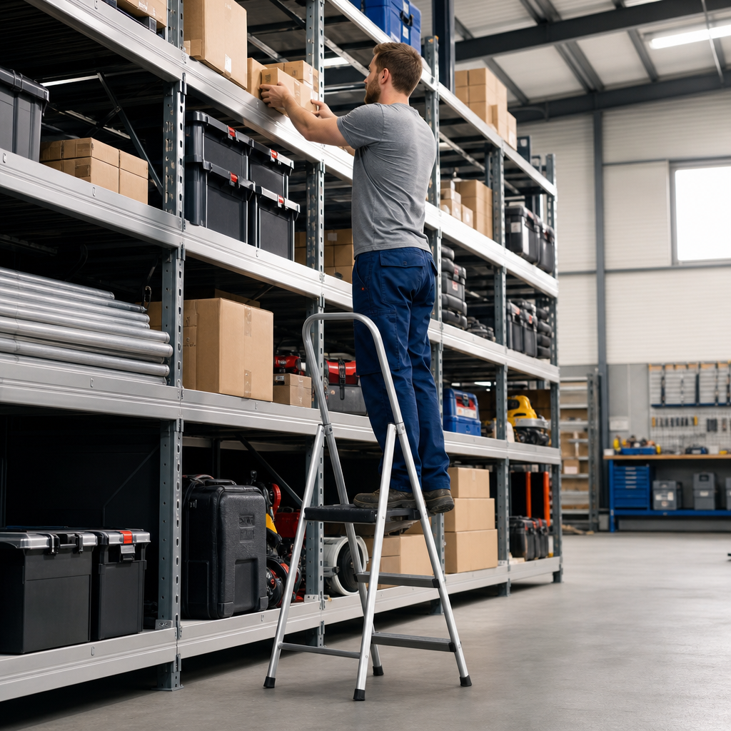 Lightweight Step Ladder with Platform, 2 to 4 Treads
