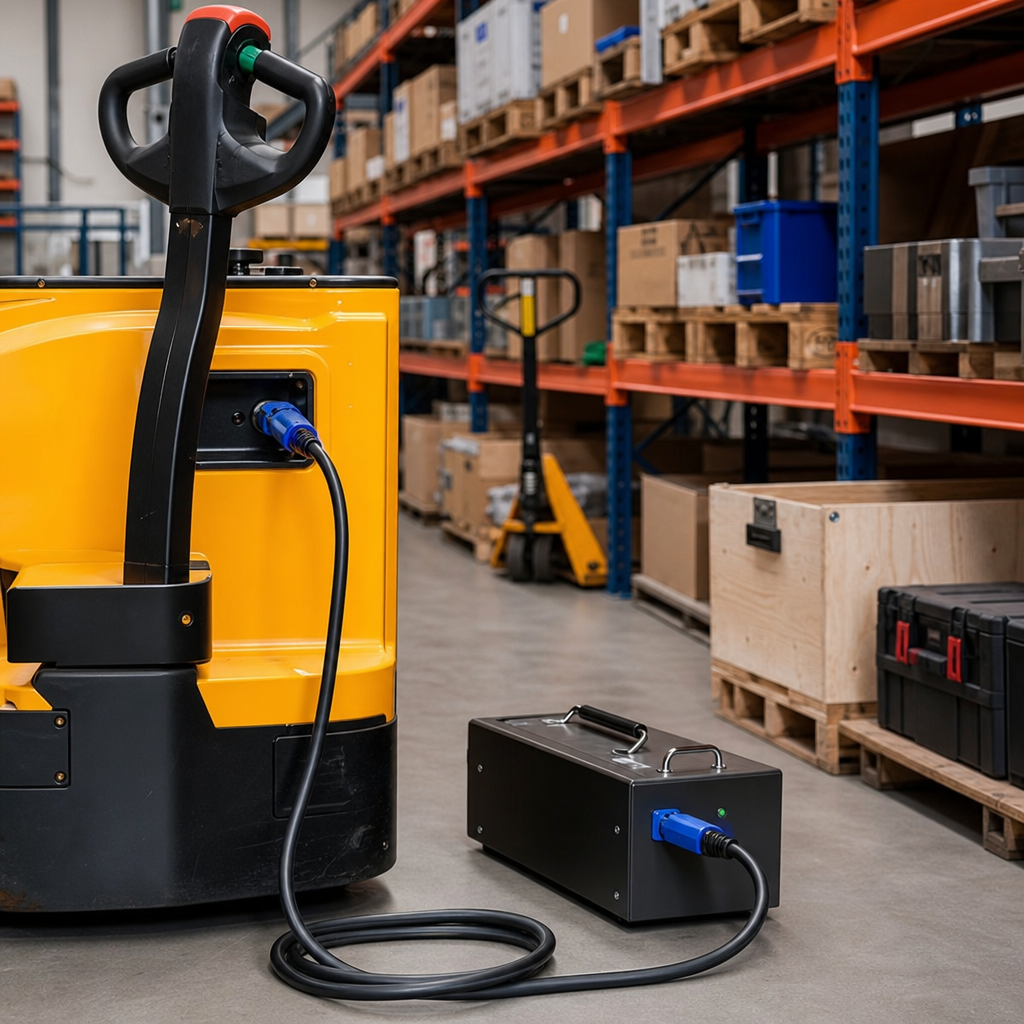 Lithium Ion Battery and Adaptor Cable for Pallet Truck