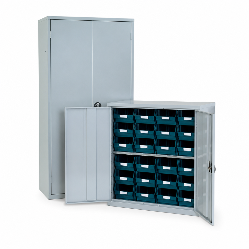 Lockable Bin Cupboard with 24 Storage Bins