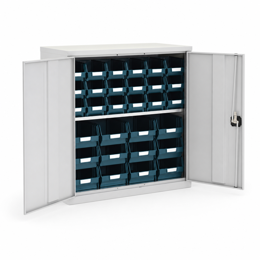 Lockable Bin Cupboard with 30 Storage Bins