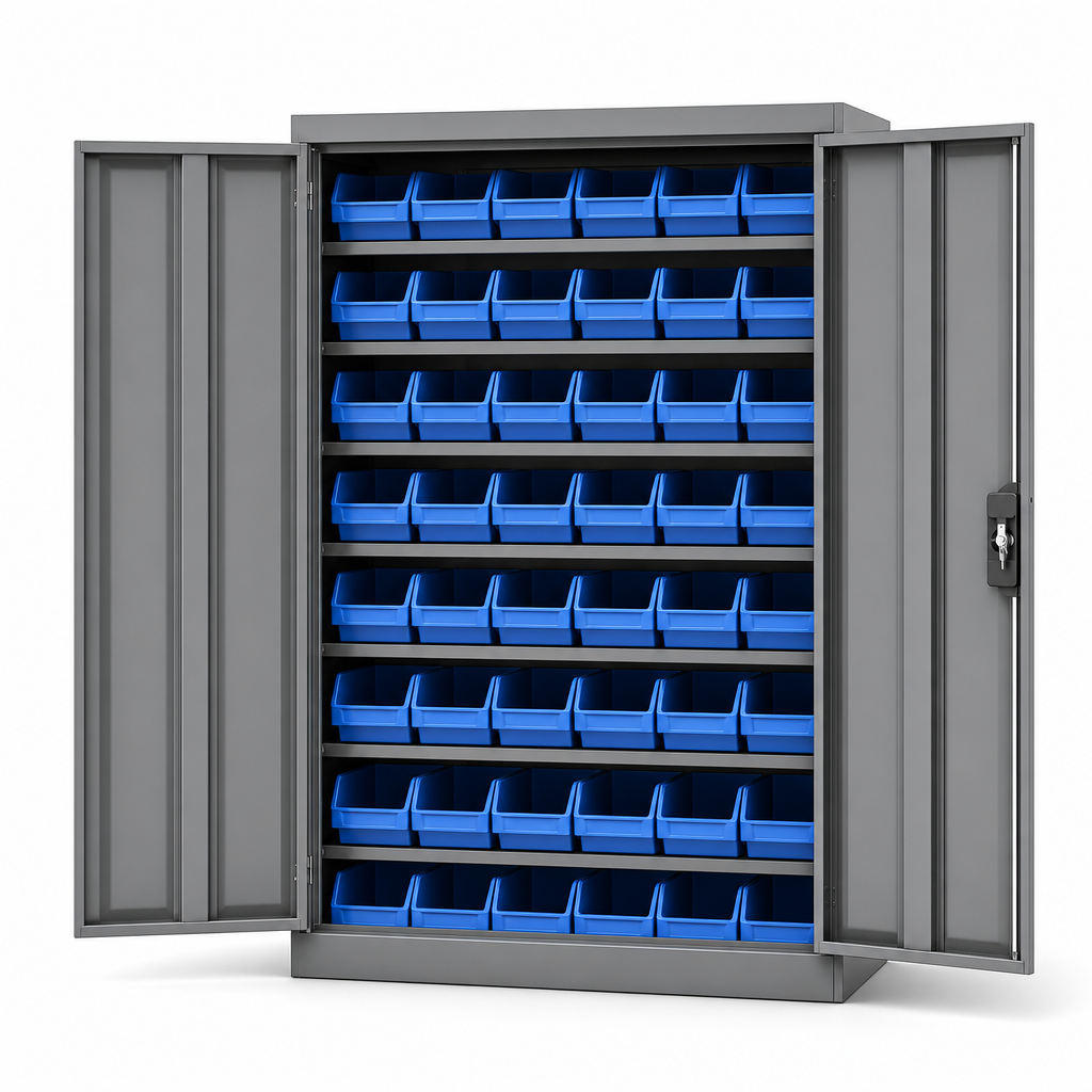 Lockable Bin Cupboard with 36 Storage Bins
