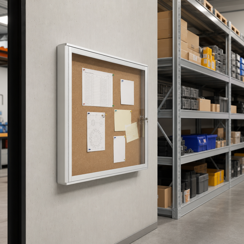 Lockable Cork Enclosed Bulletin Board with Safety Glass Door