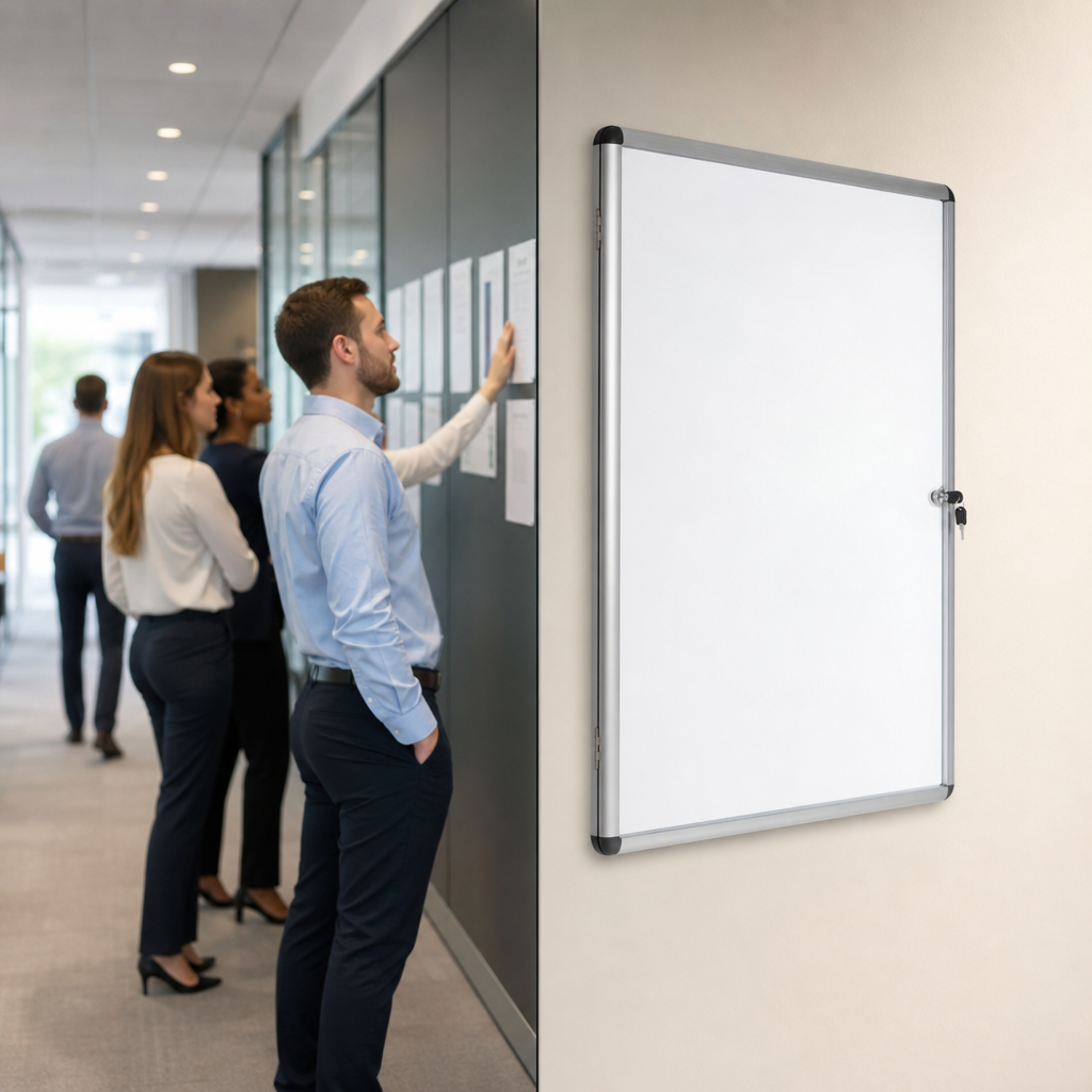 Lockable Glass Door Magnetic Notice Boards