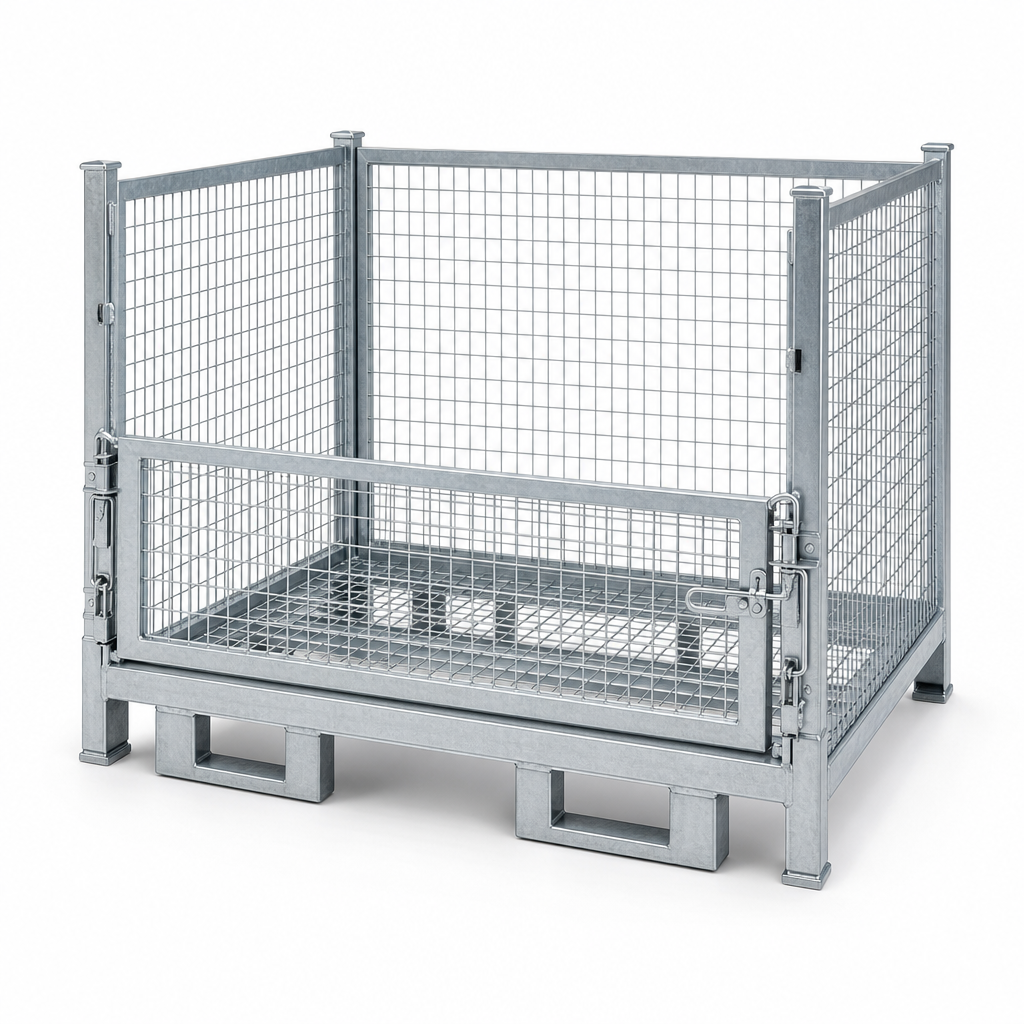 Lockable Mesh Stillage Cage with Half Drop Front