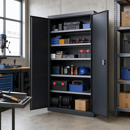 Lockable Steel Tool Cupboard with Shelves