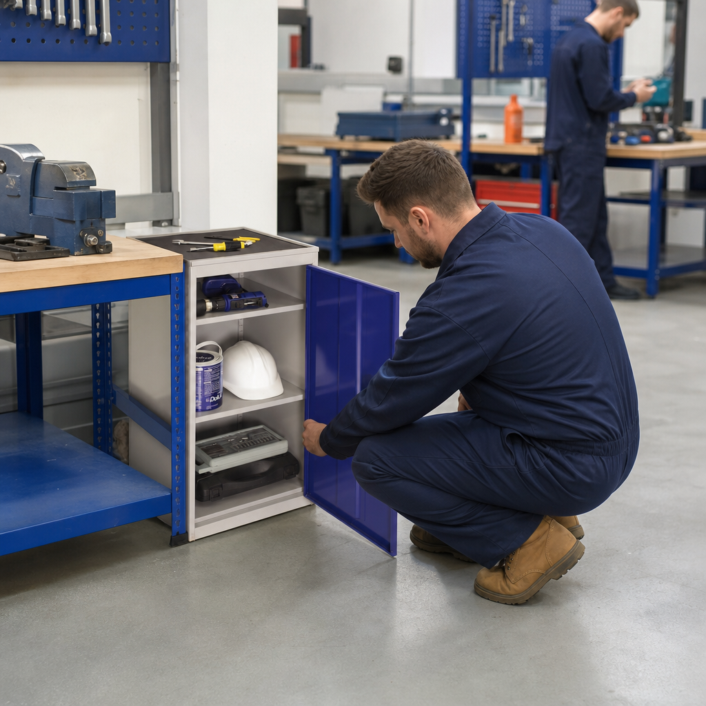 Lockable Steel Tool Cupboard with Shelves
