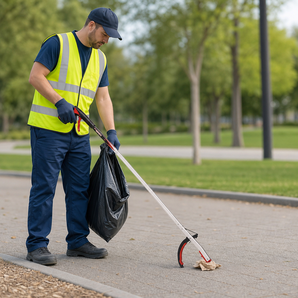 Long Litter Picker with Pistol Grip and Sprung Jaws