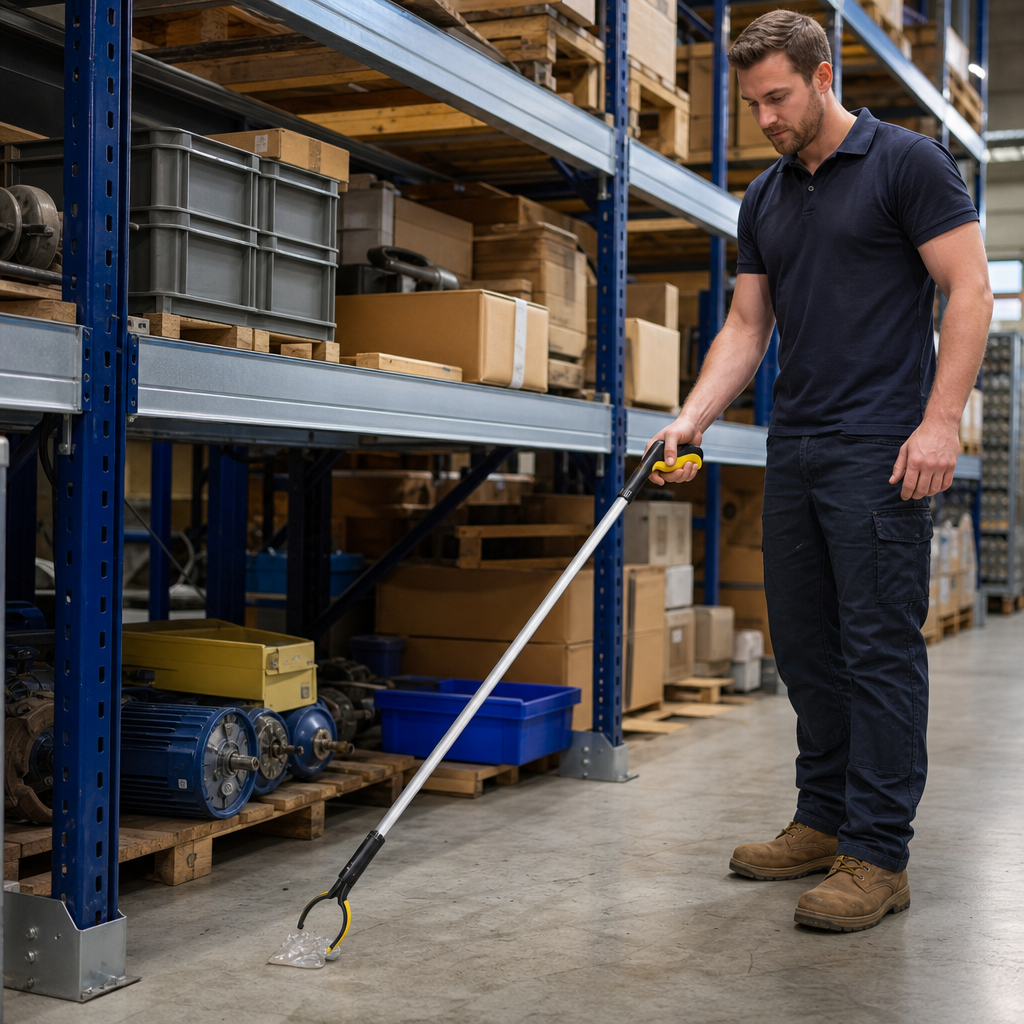 Long Litter Picker with Pistol Grip and Sprung Jaws