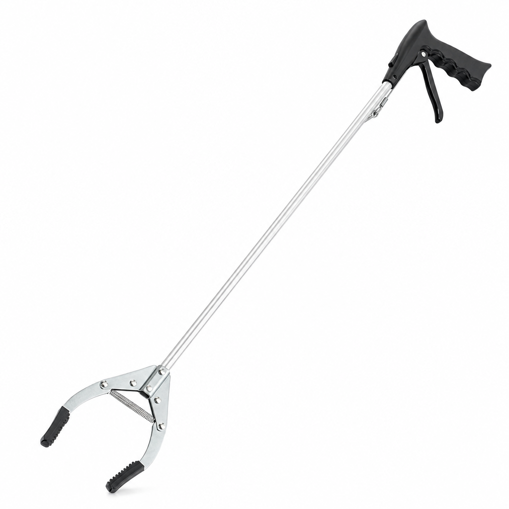 Long Litter Picker with Pistol Grip and Sprung Jaws