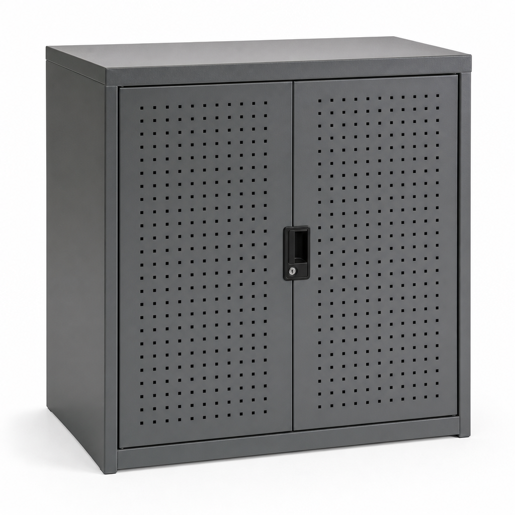 Louvre Back Tool Cupboard with Perforated Storage Doors 1200x1050x650mm