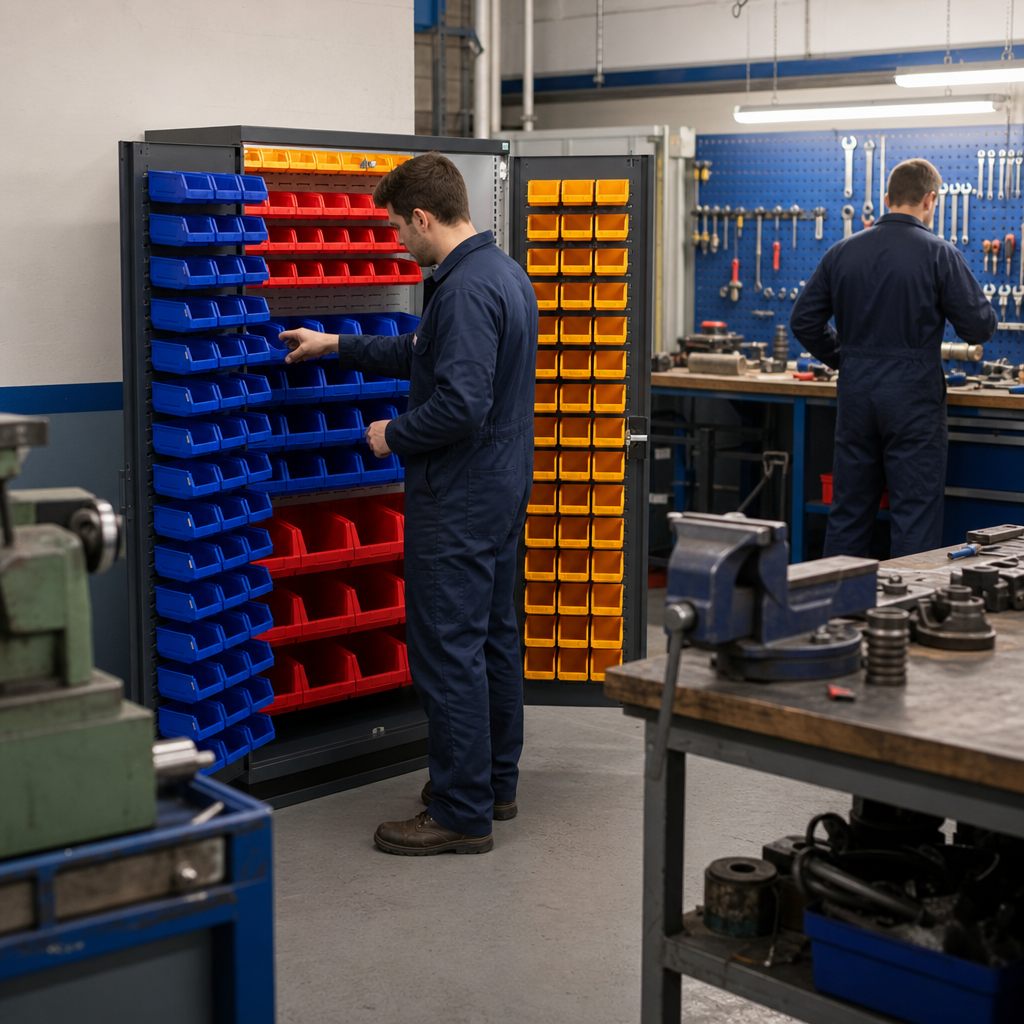 Louvre Panel Tool Storage Cabinet with 150 Bins 2000x1050mm