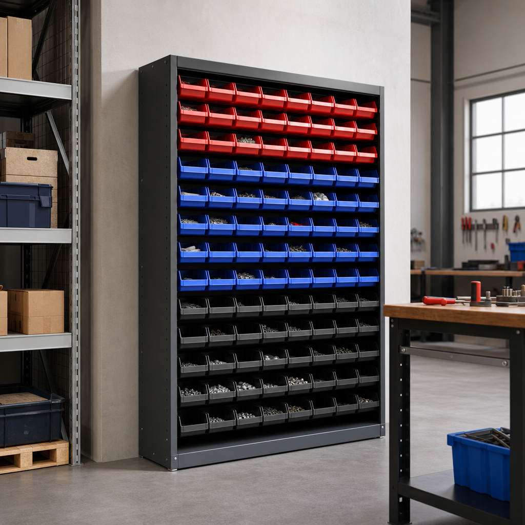 Louvre Panel Tool Storage Cabinet with 150 Bins 2000x1050mm