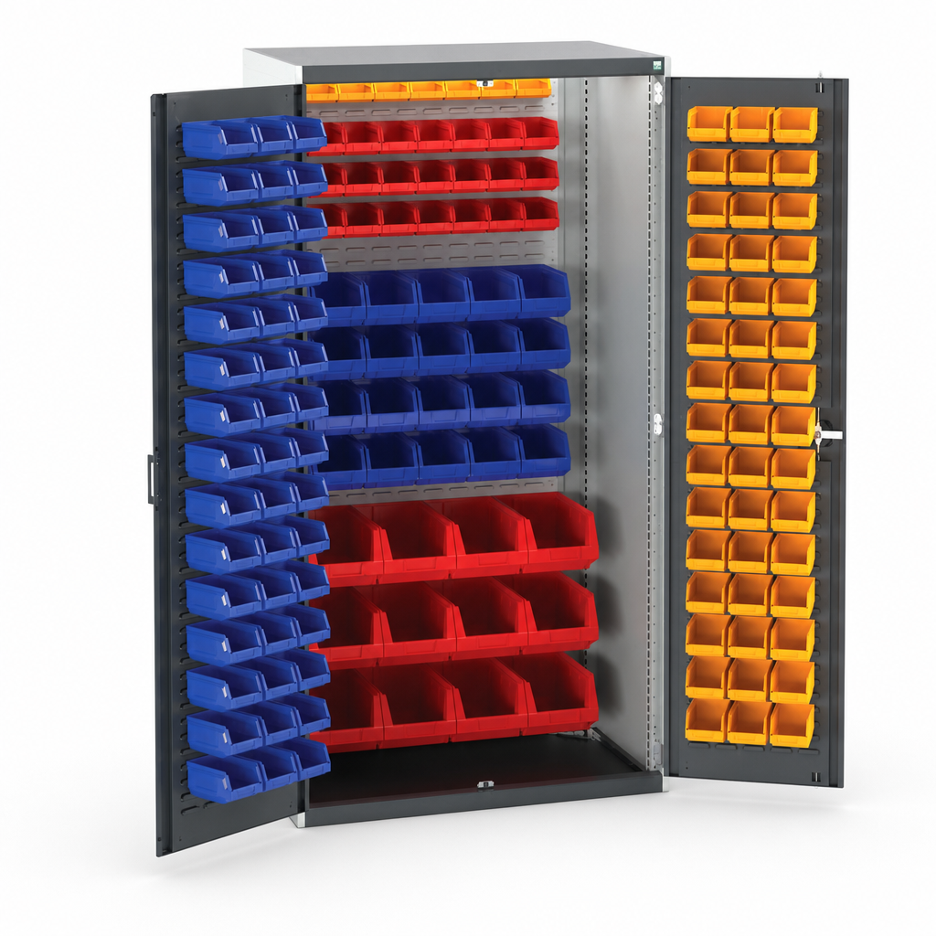Louvre Panel Tool Storage Cabinet with 150 Bins 2000x1050mm