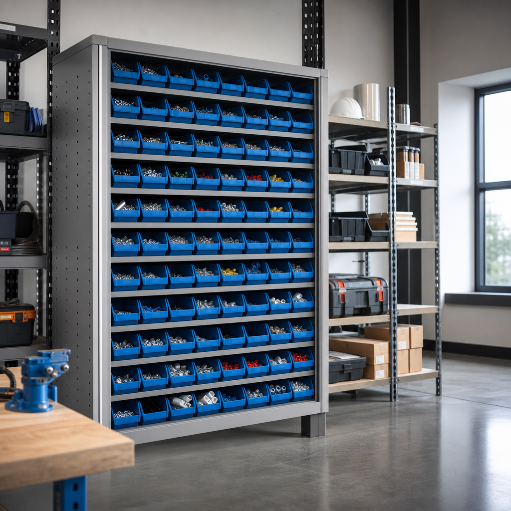 Louvre Panel Tool Storage Cabinet with 81 Bins 2000x1050mm
