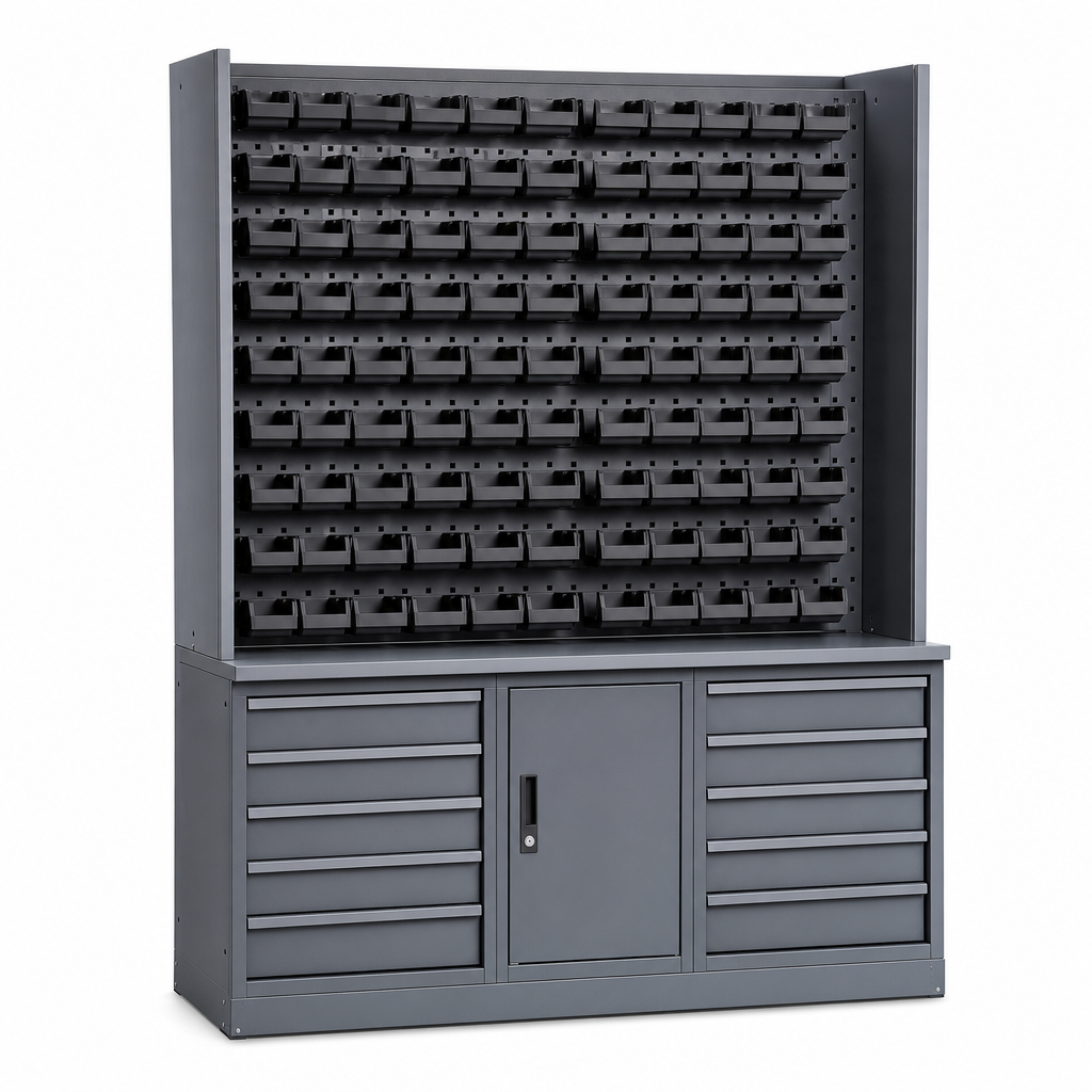 Louvre Panel Tool Storage Cabinet with 81 Bins 2000x1050mm