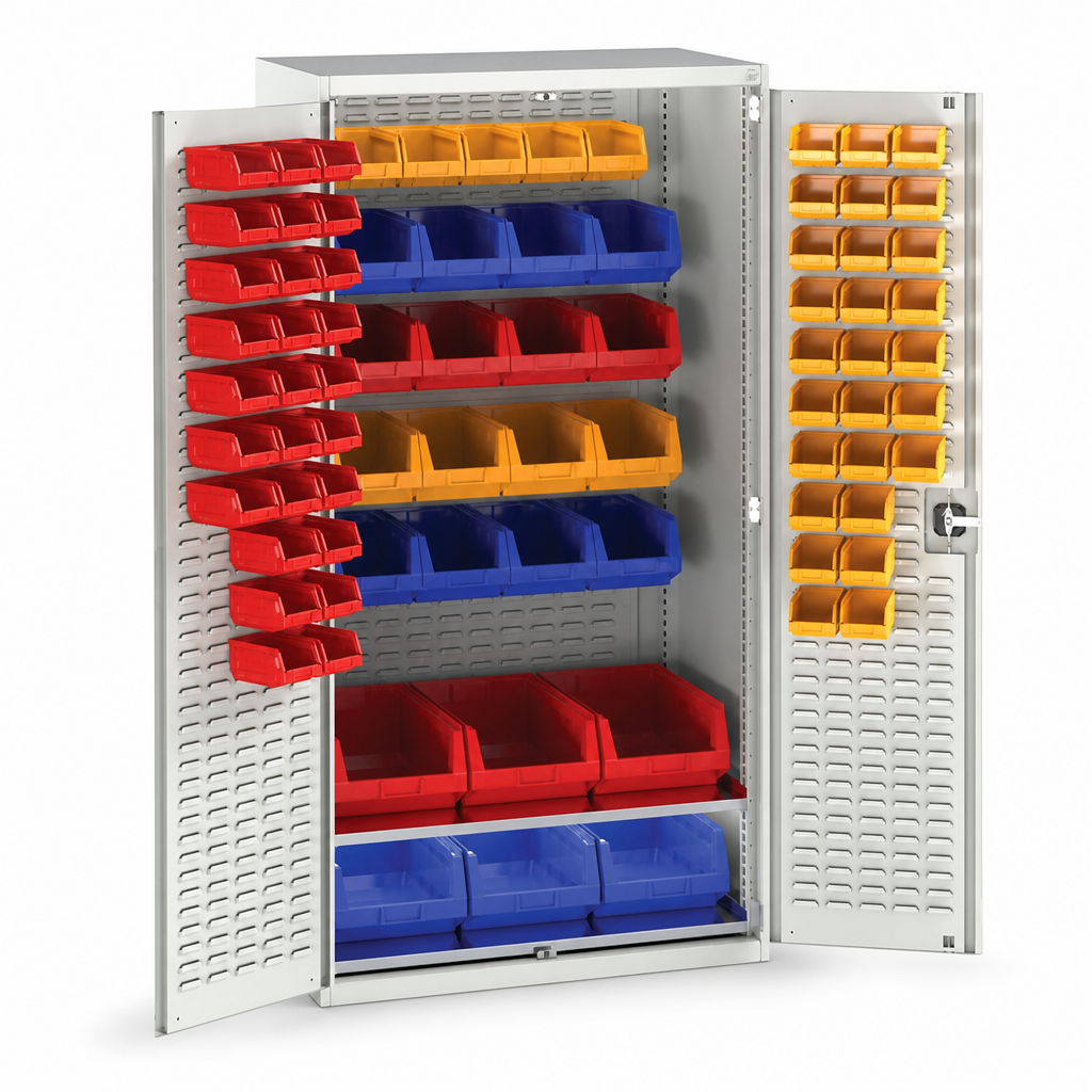 Louvre Panel Tool Storage Cabinet with 81 Bins 2000x1050mm