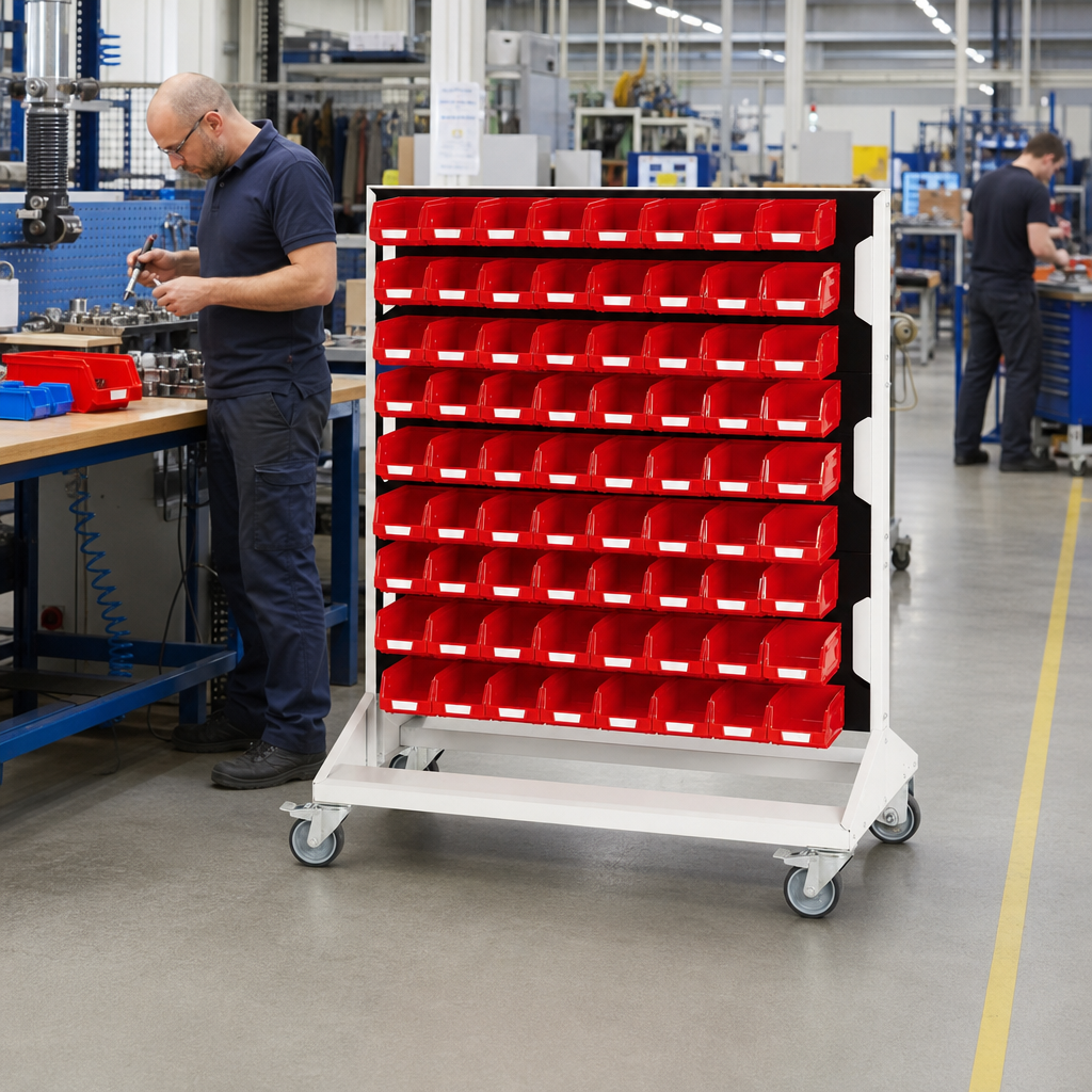Louvre Panel Trolley with Small Parts Picking Bins