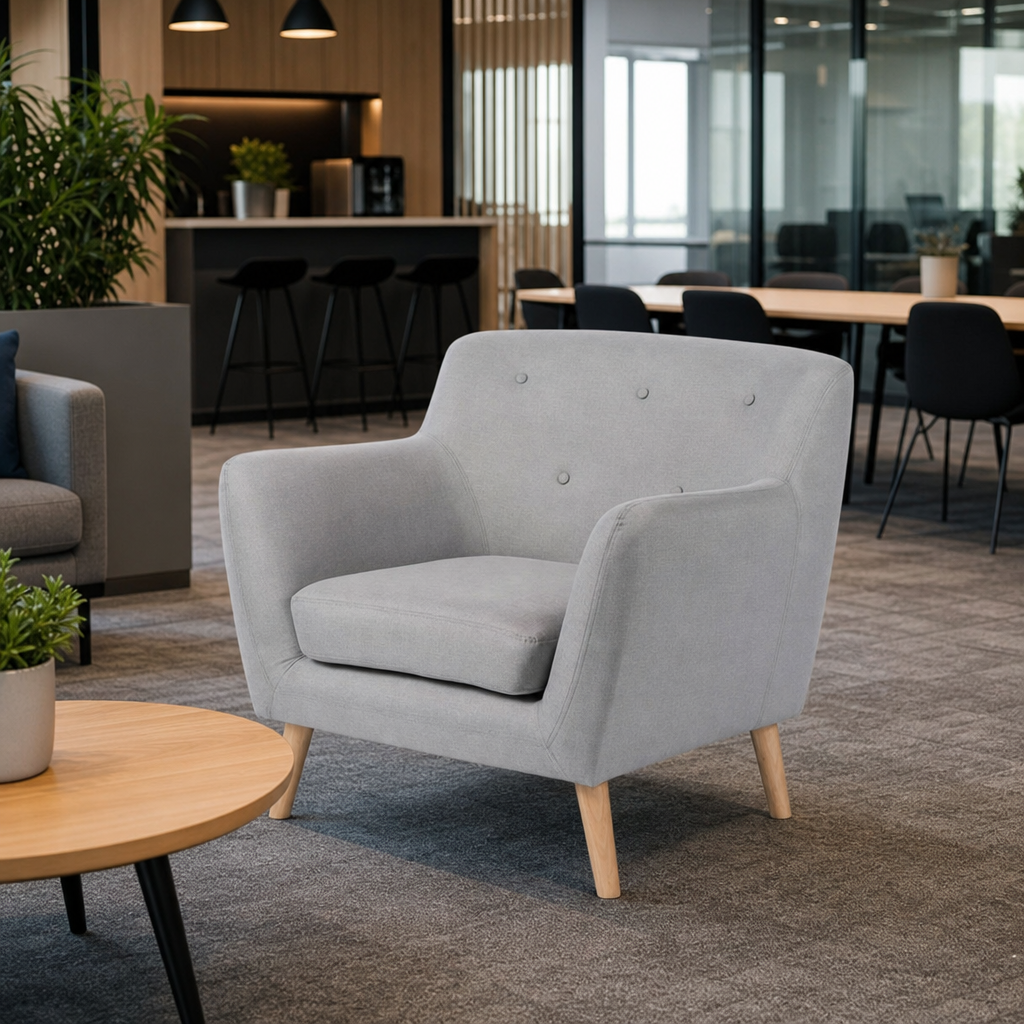 Low Back Fabric Armchair with Pad Legs