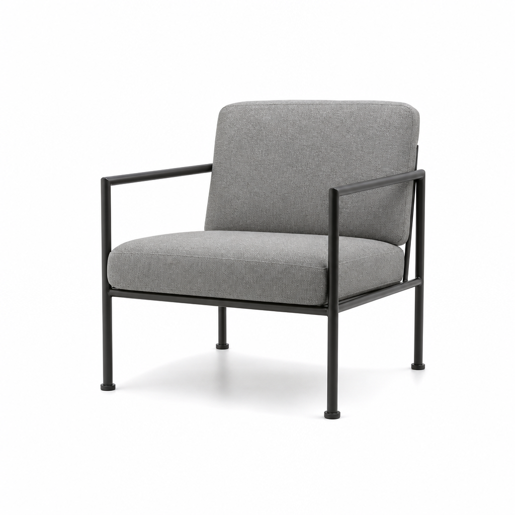 Low Back Fabric Armchair with Pad Legs