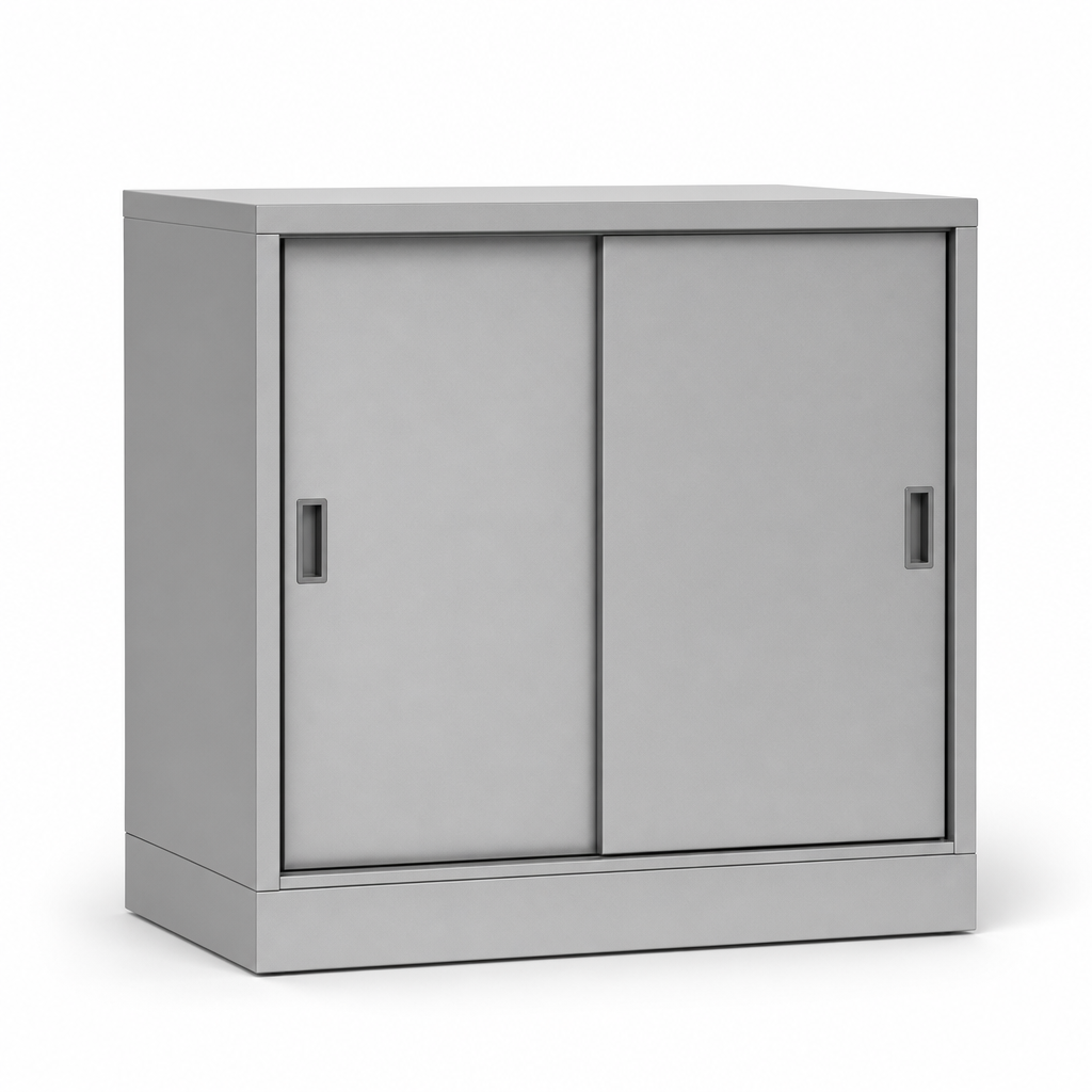 Low Office Cupboard with Sliding Doors 1m x 1m