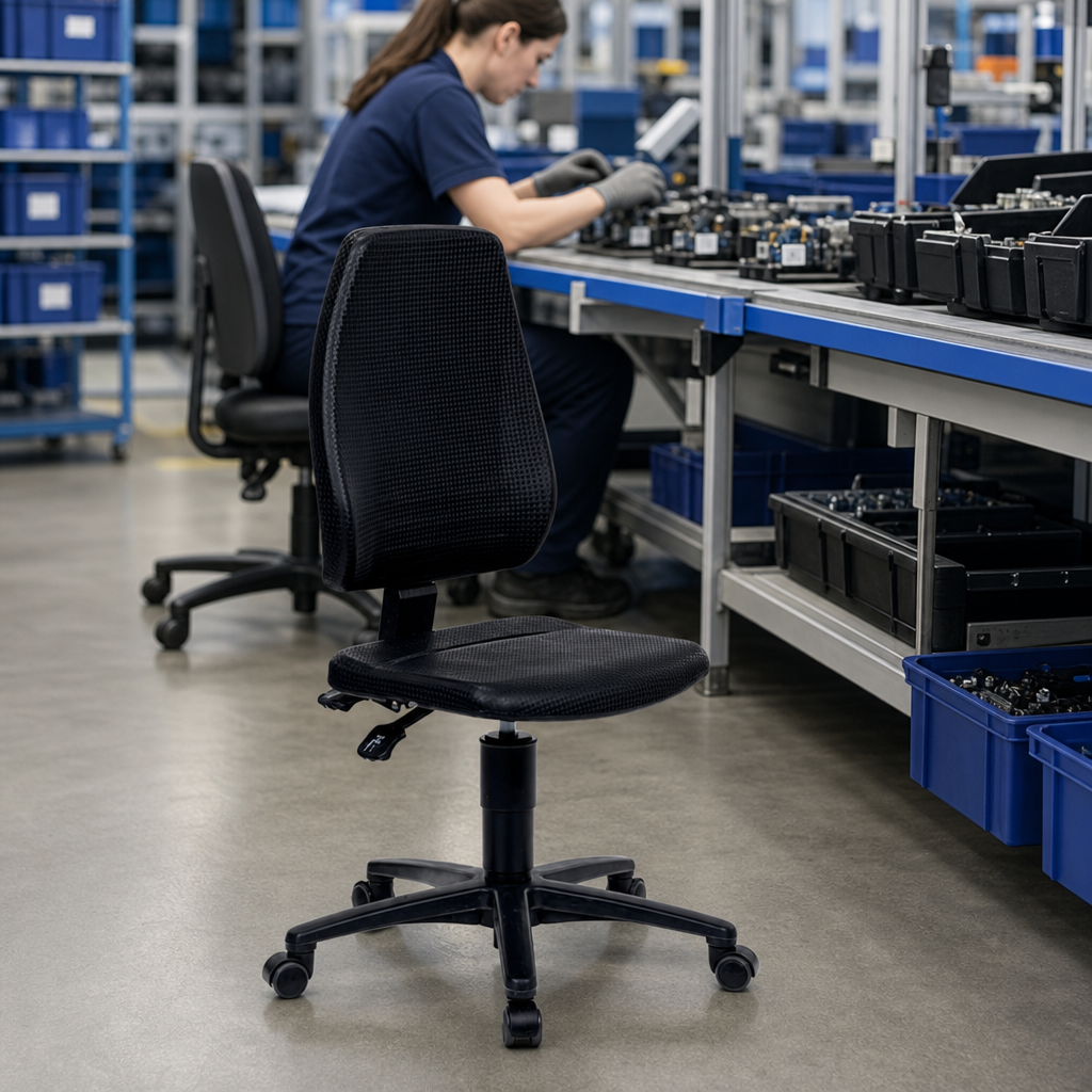 Low Polyurethane Workshop Chair with Castors