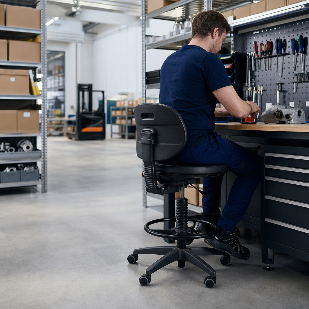 Low Polyurethane Workshop Chair with Castors