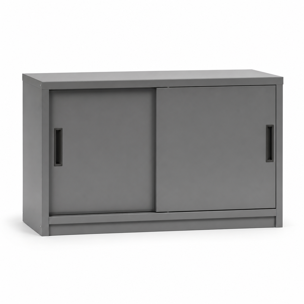 Low Steel Cabinet with Sliding Doors 100cm Wide
