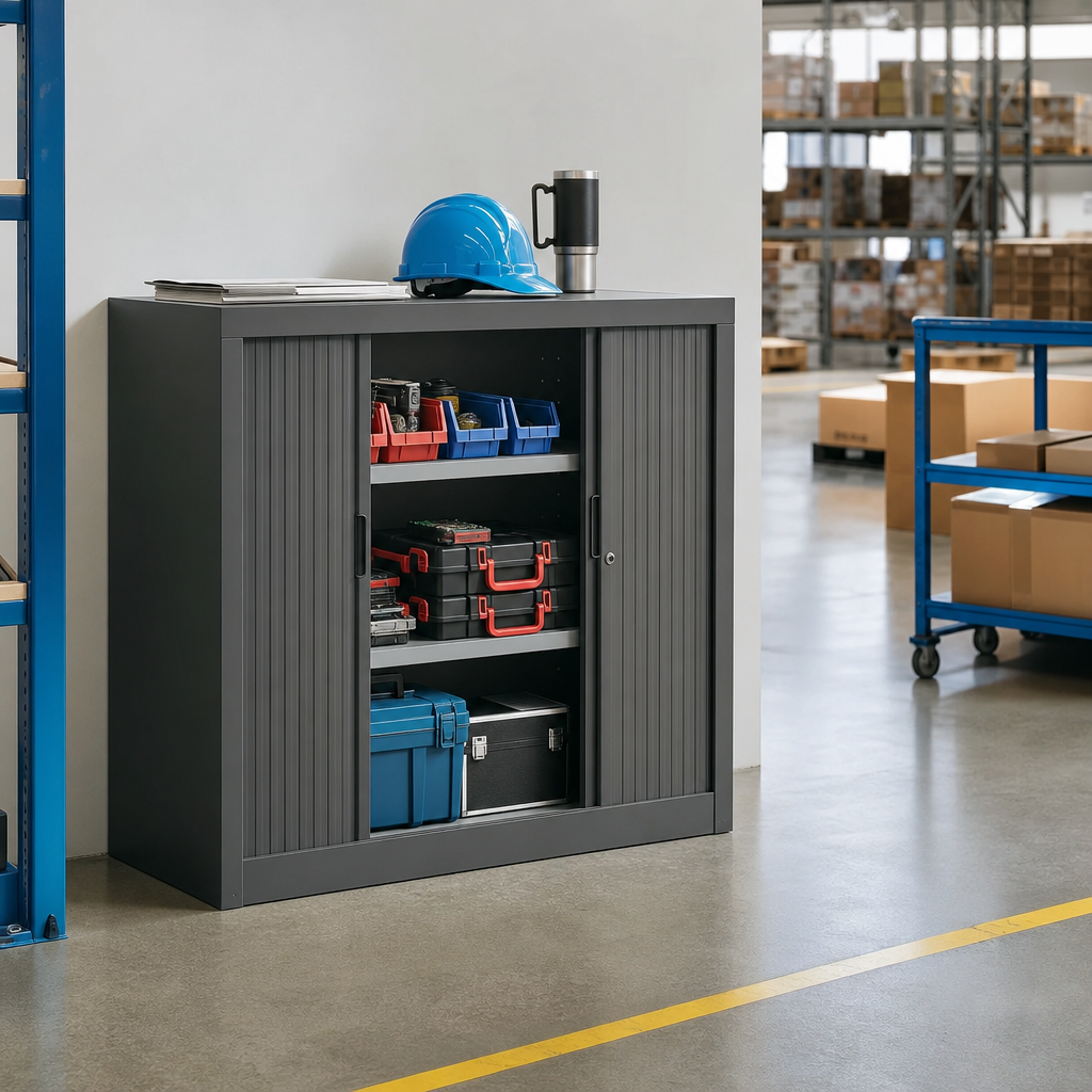 Low Tambour Door Office Cupboard 1050mm High