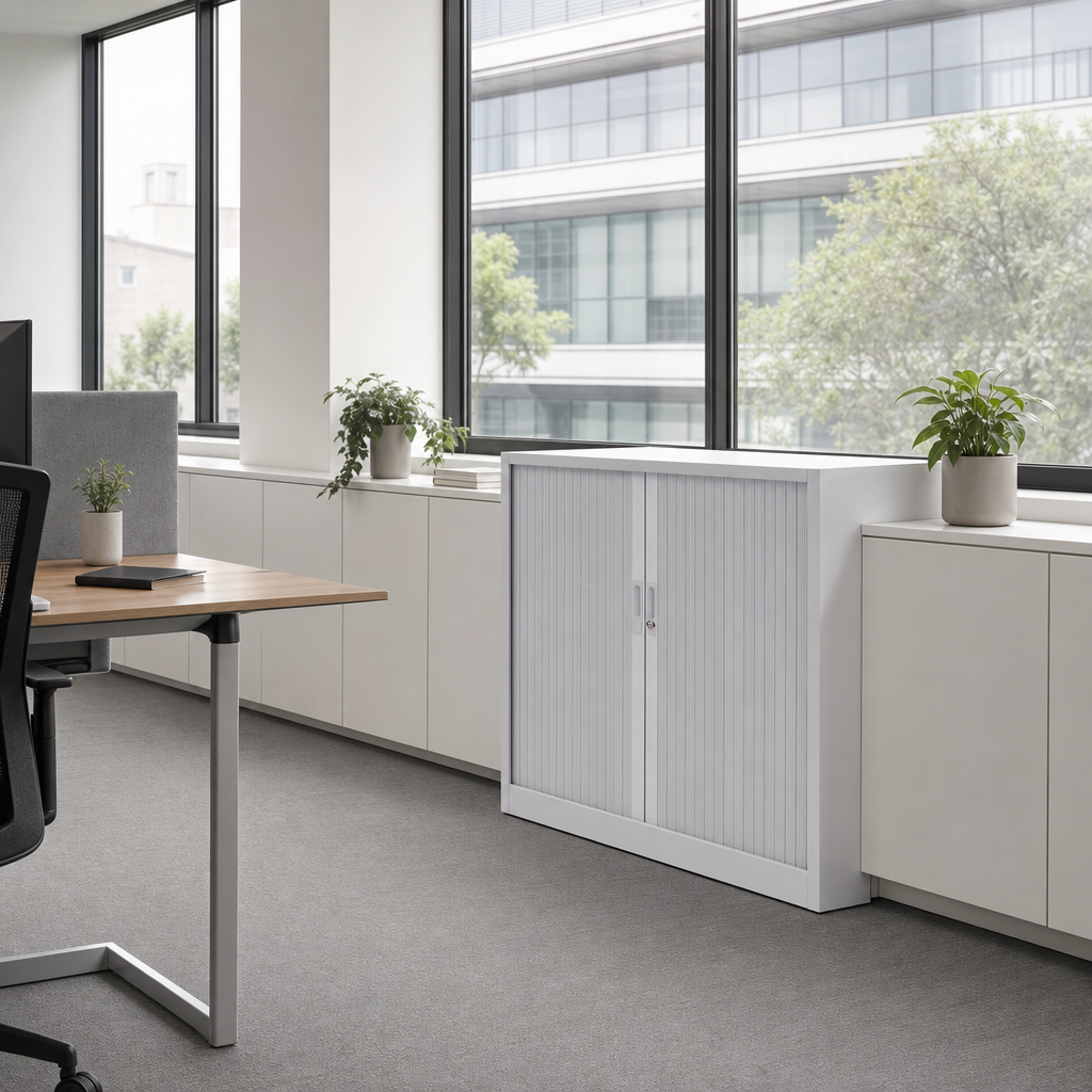 Low Tambour Door Office Cupboard 1050mm High