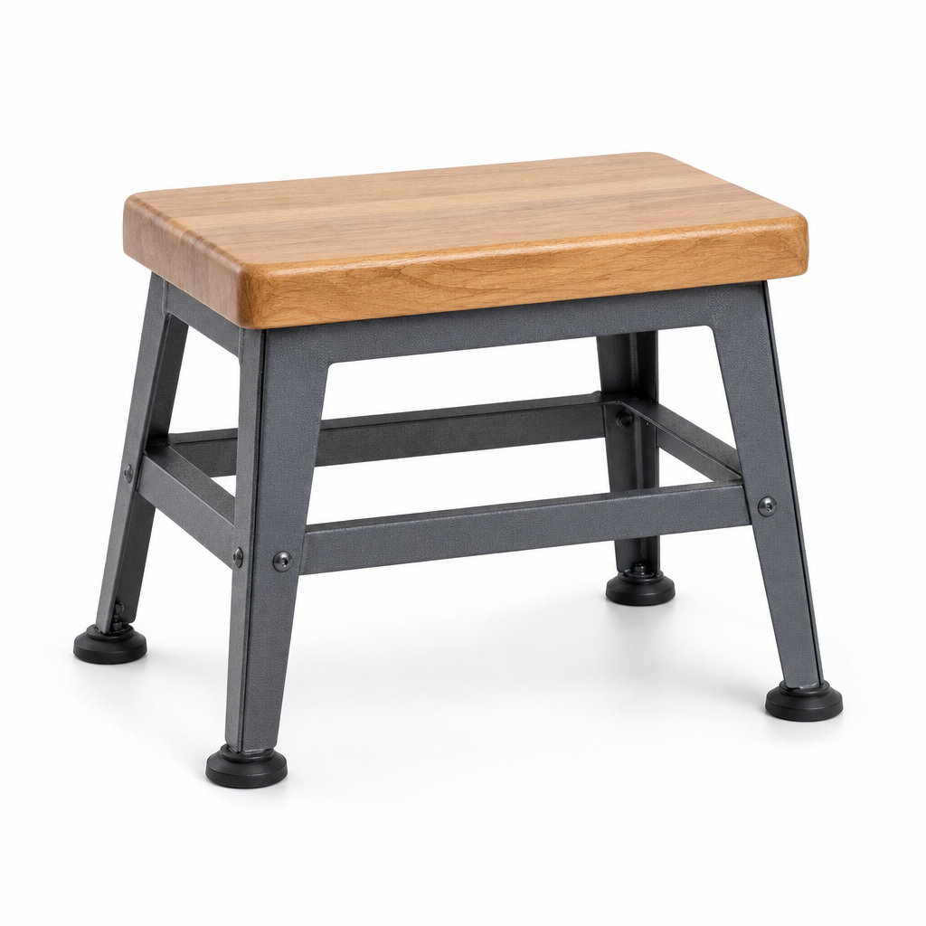 Low Wooden Workshop Stool with Fixed Feet