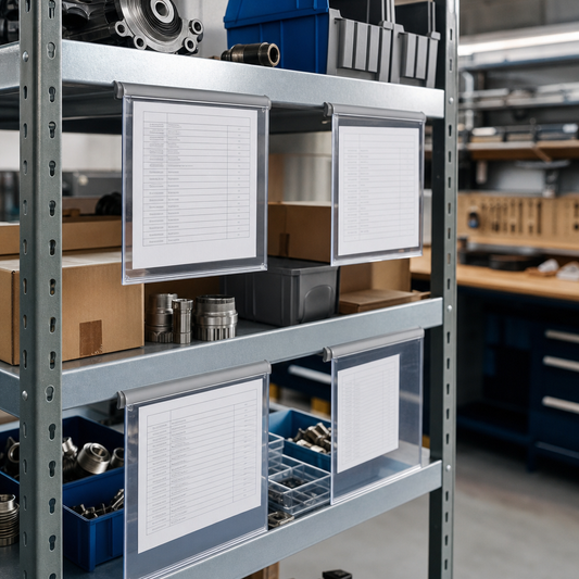 Magnetic Clear-Front Document Holders for Shelving and Racking