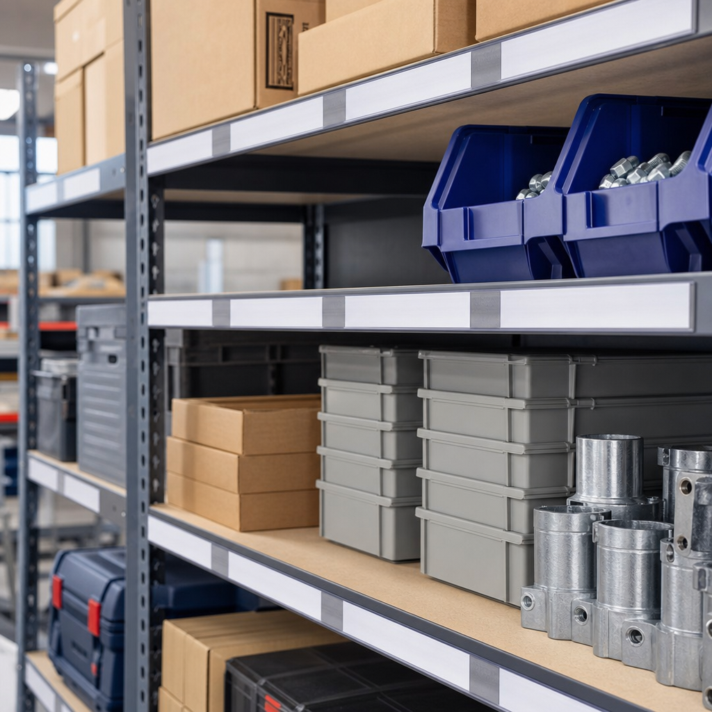 Magnetic Label Holder Strips for Warehouse Shelving – 1m