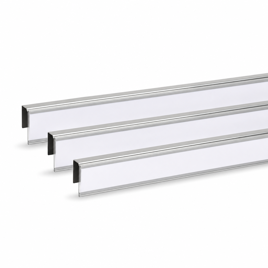 Magnetic Label Holder Strips for Warehouse Shelving – 1m