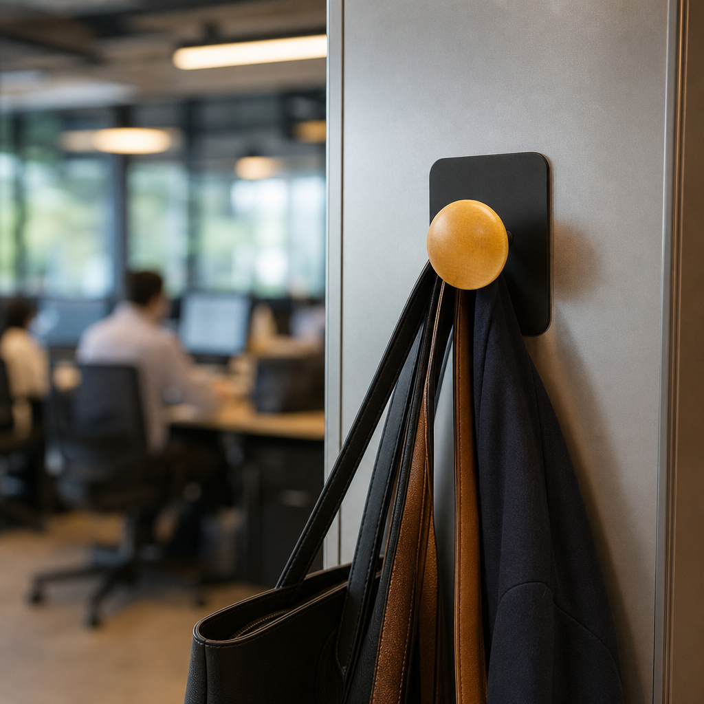 Magnetic Metal and Wood Coat Hook