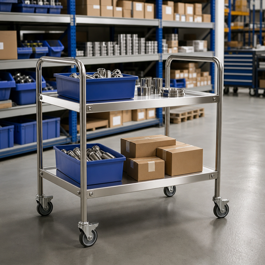 Medical Stainless Steel Trolley with 2 Shelves 100kg Capacity