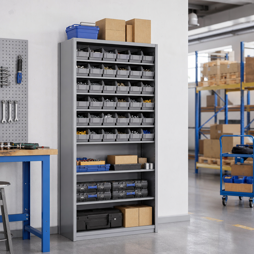 Medium Cupboard with Small Parts Picking Bins Without Doors