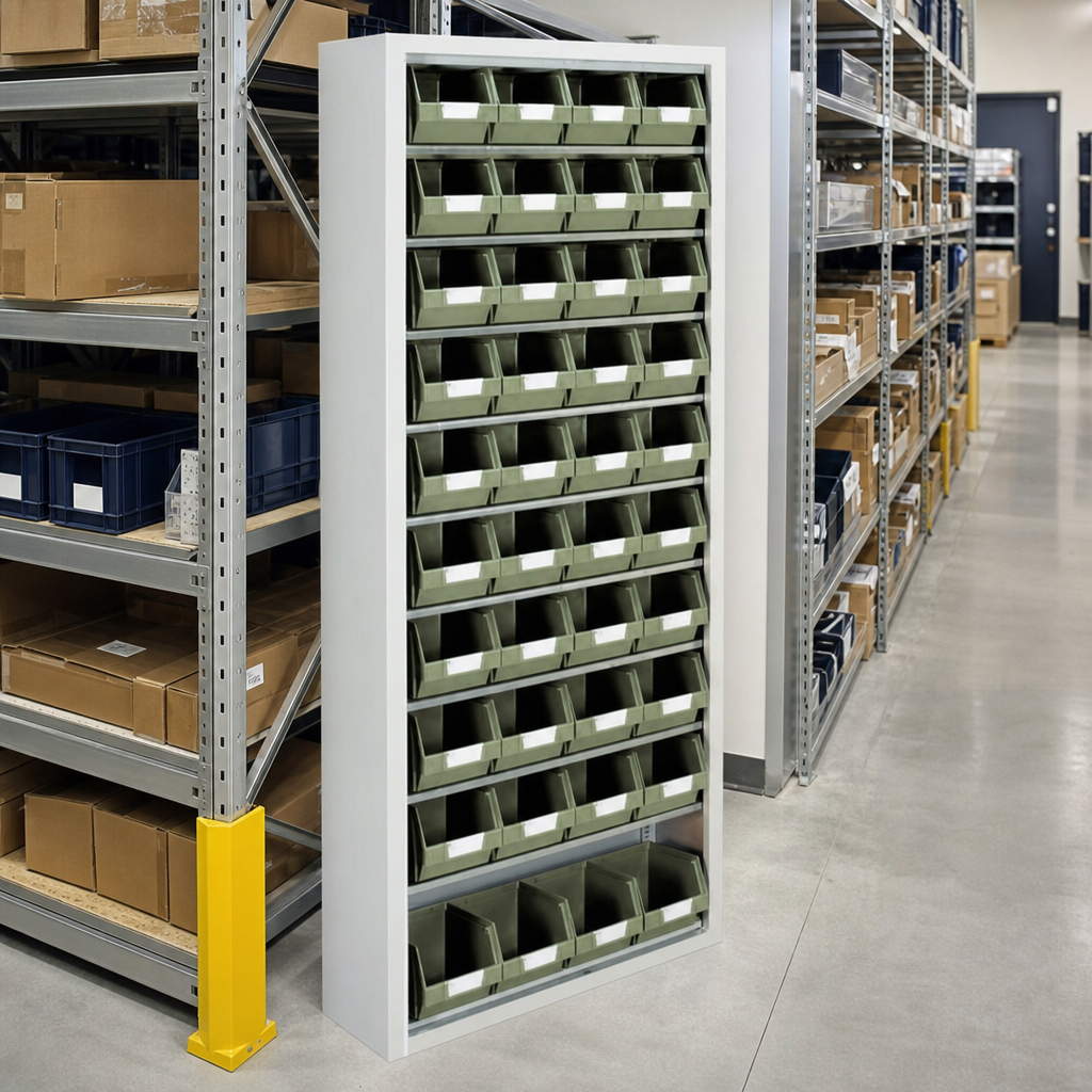 Medium Cupboard with Small Parts Picking Bins Without Doors