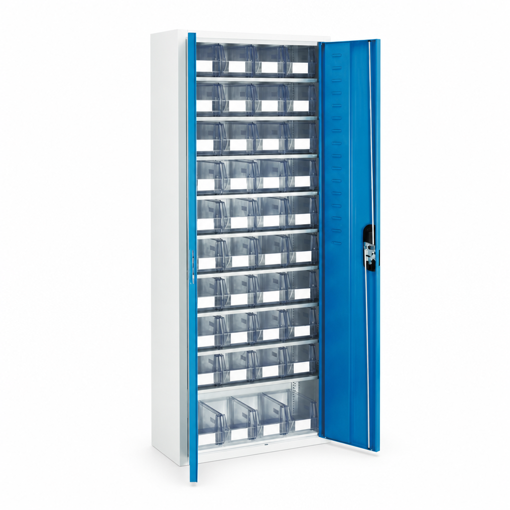 Medium Cupboard with Transparent Picking Bins and Doors
