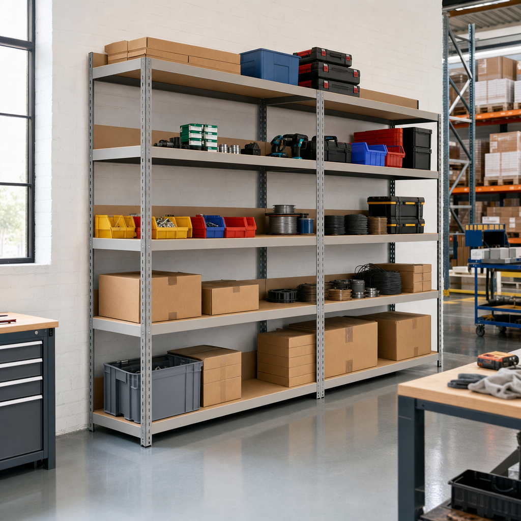 Medium Duty Chipboard Shelving Bay with Back and Side Stops