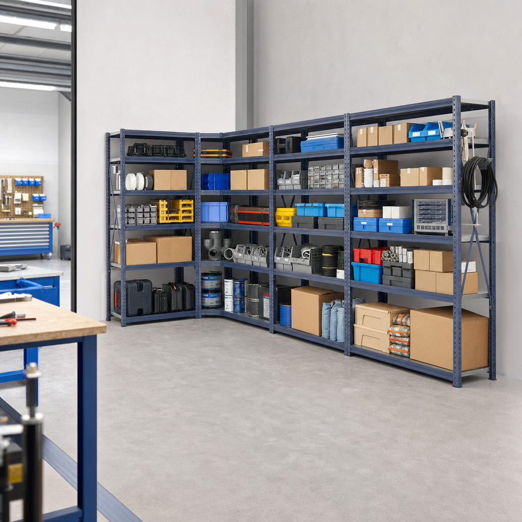 Medium Duty Steel Shelving Bay Bundle with Corner Unit, 1800h