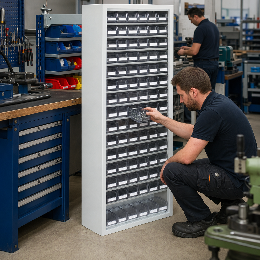 Medium Small Parts Cupboard with Transparent Picking Bins