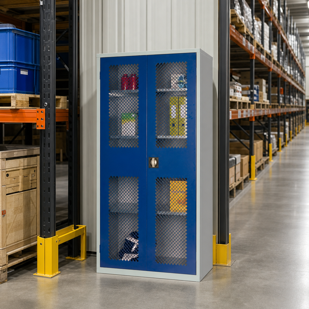 Mesh Door Cupboard with 3 Shelves 1830x915x457mm