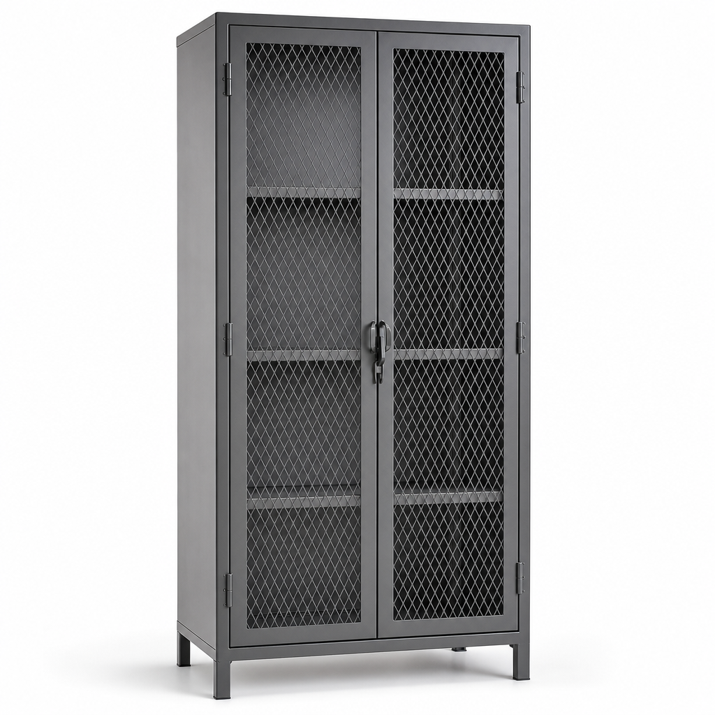 Mesh Door Cupboard with 3 Shelves 1830x915x457mm