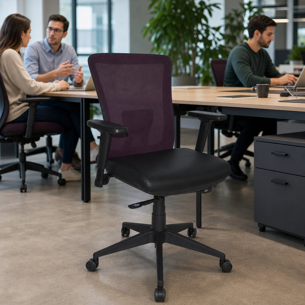 Mesh Office Chair with Armrests and Roller Base