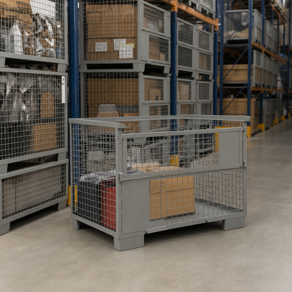 Mesh Stillage with Half Drop Front 1200 x 1000mm
