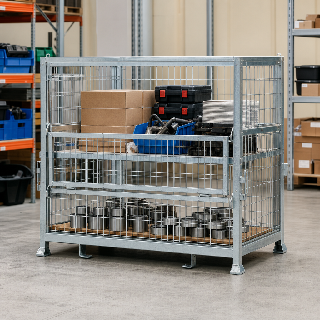 Mesh Stillage with Half Drop Front 1200 x 1000mm