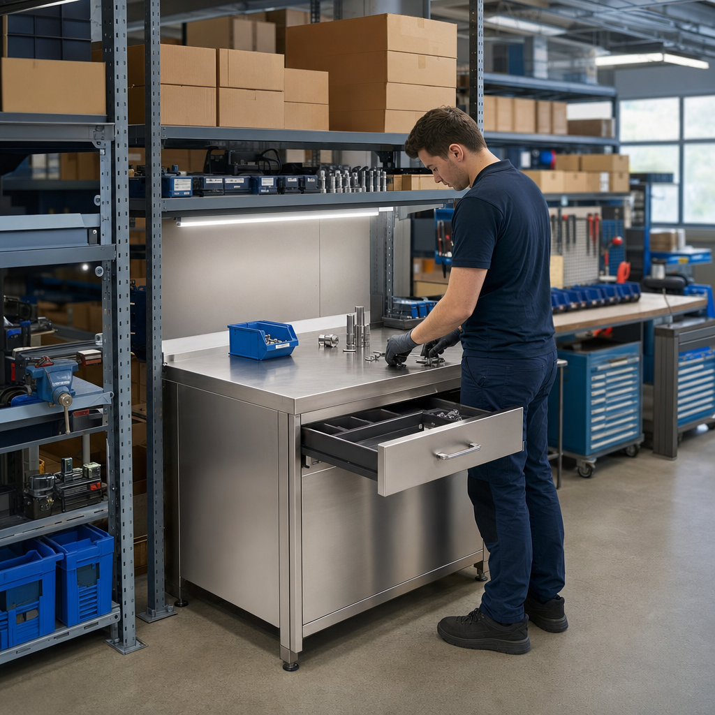 Metal Anti-Bacterial Workstation Cabinet with 1 Drawer