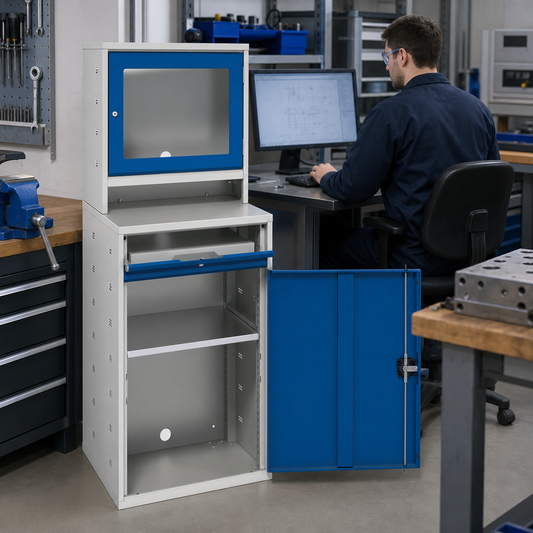 Metal Computer Storage Workstation with Lockable Door