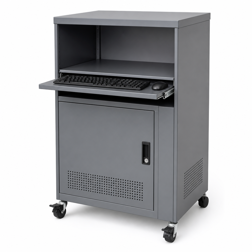 Metal Computer Storage Workstation with Lockable Door